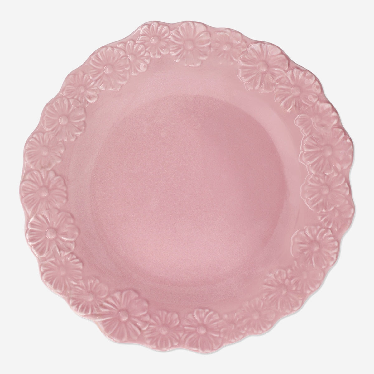 Pink plate with embossed flowers