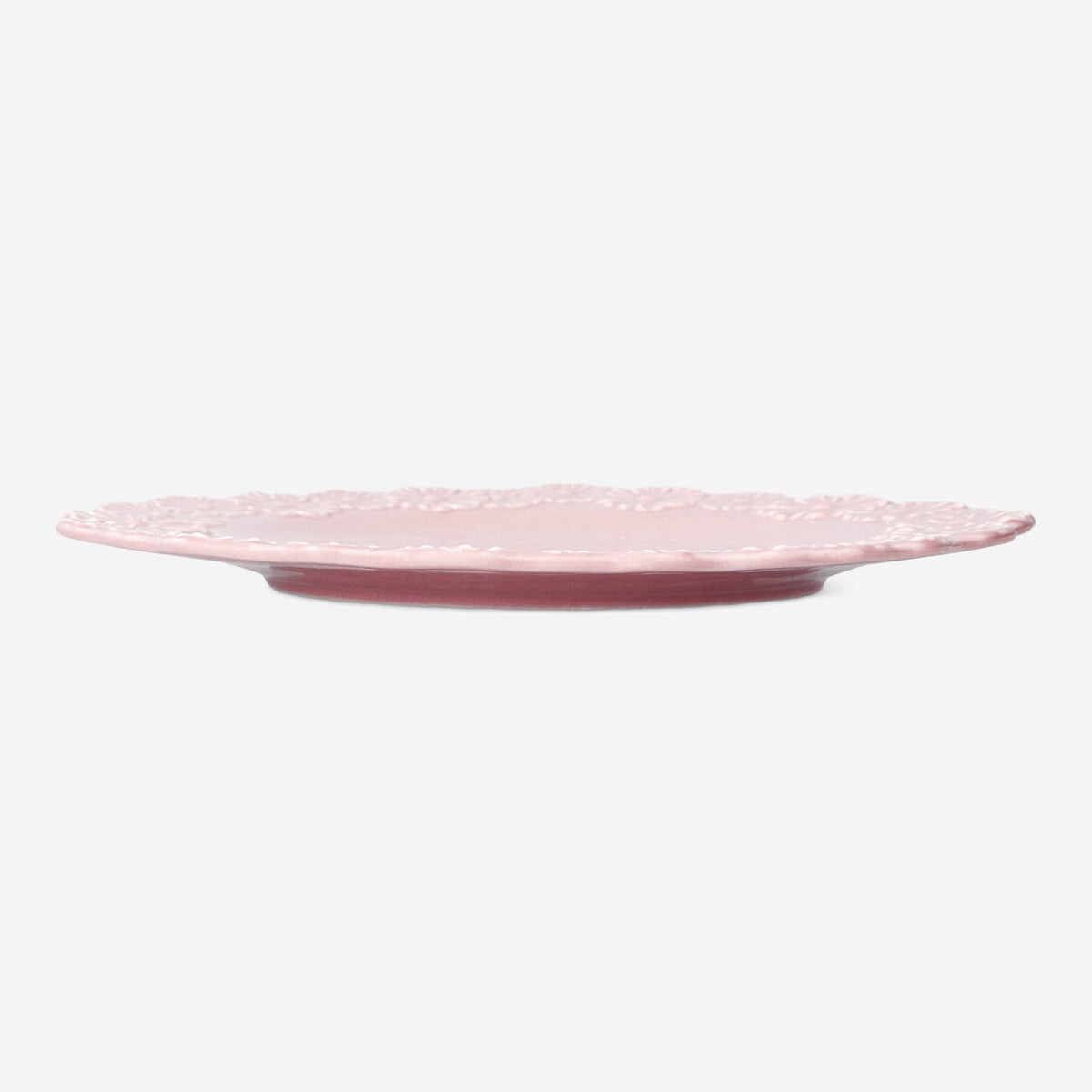 Pink plate with embossed flowers
