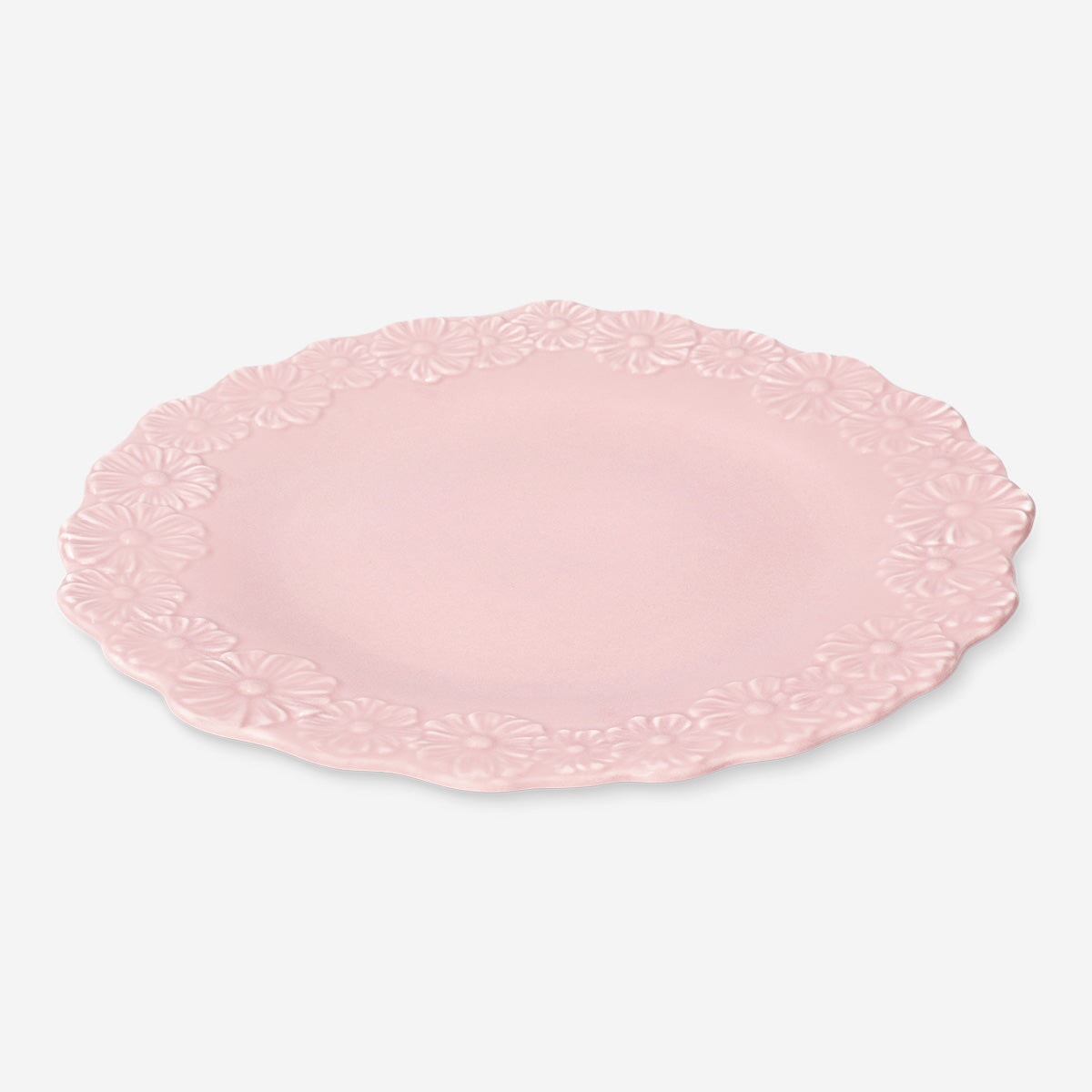 Pink plate with embossed flowers